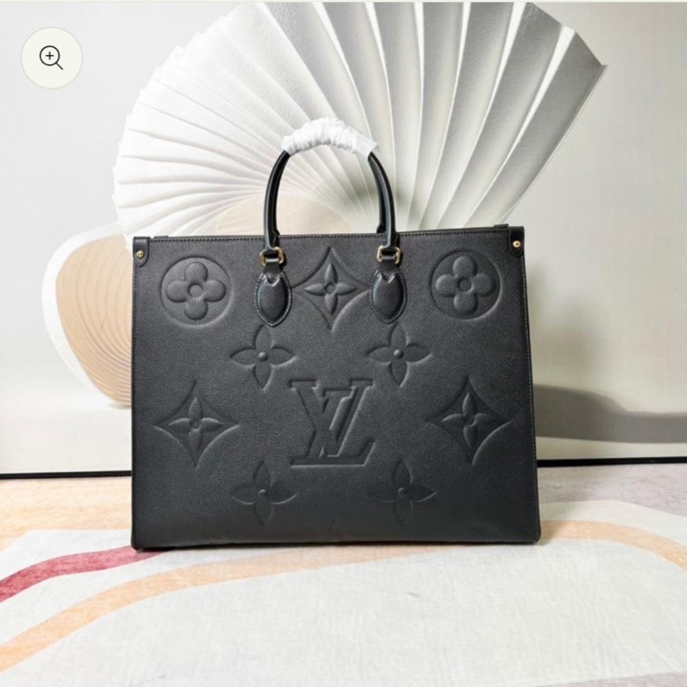 Louis Vuitton Black OnTheGo Tote with Embossed Monogram
